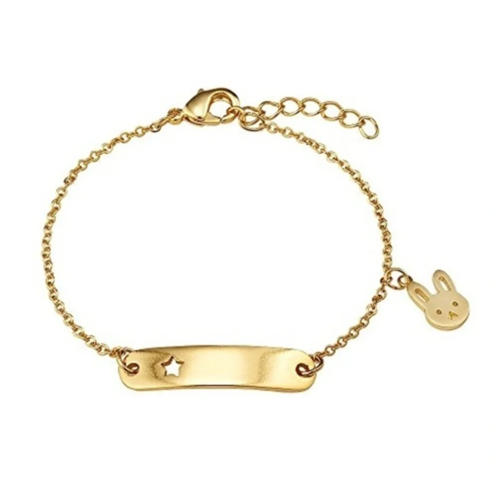 14k Gold Plated Baby Rabbit Star ID Bracelet.